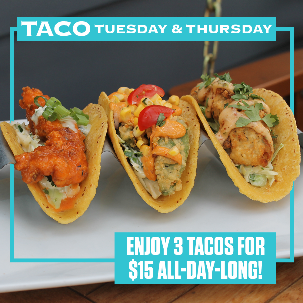 Taco Tuesday and Thursday at RHUM! 3 tacos for only $15!